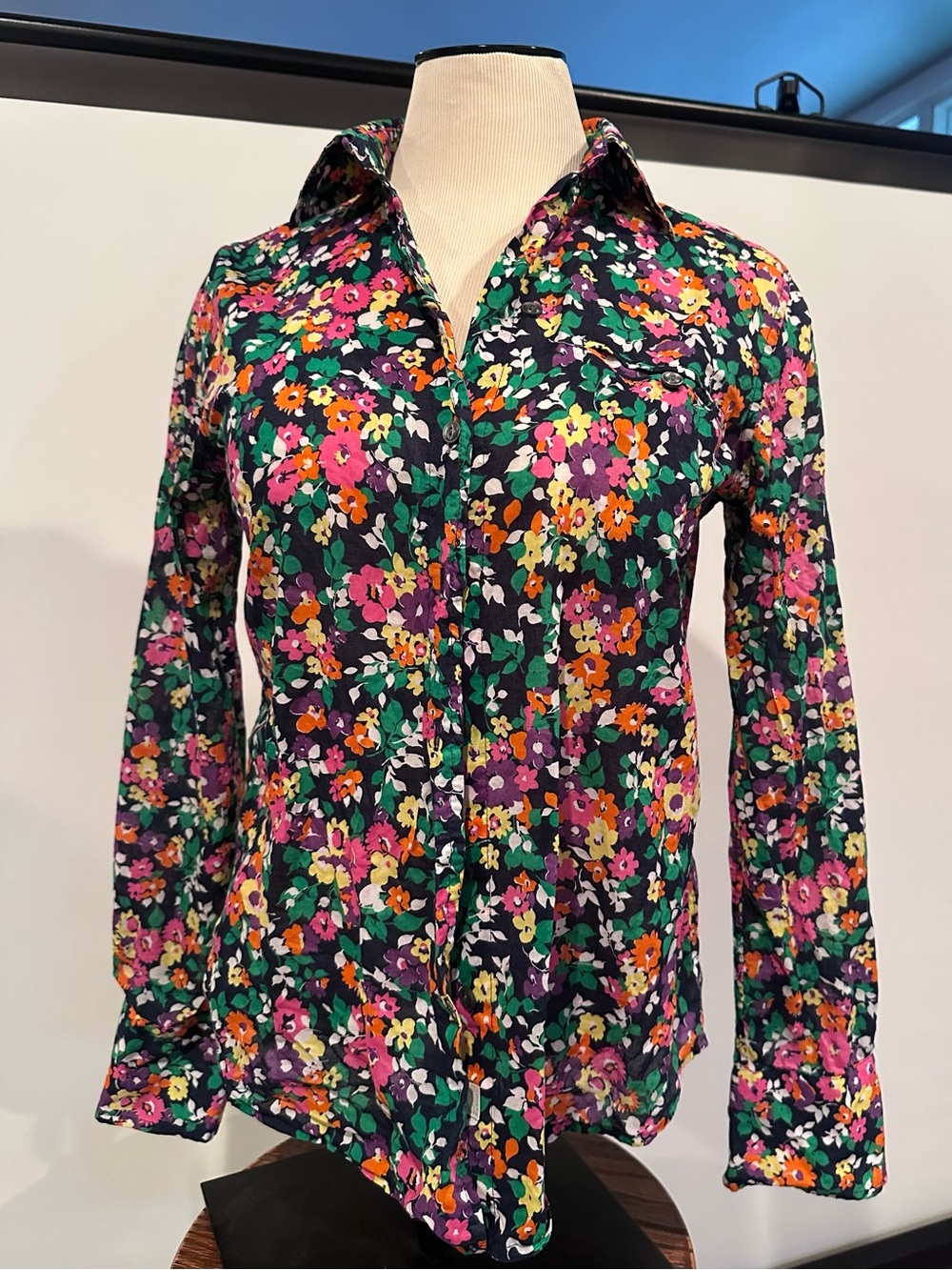 Ralph Lauren Floral Button-Down Shirt - Black, Pink, Green, Purple, Orange